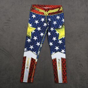 Fiber Womens Wonder Woman Capri Leggings One Size Athletic American Flag